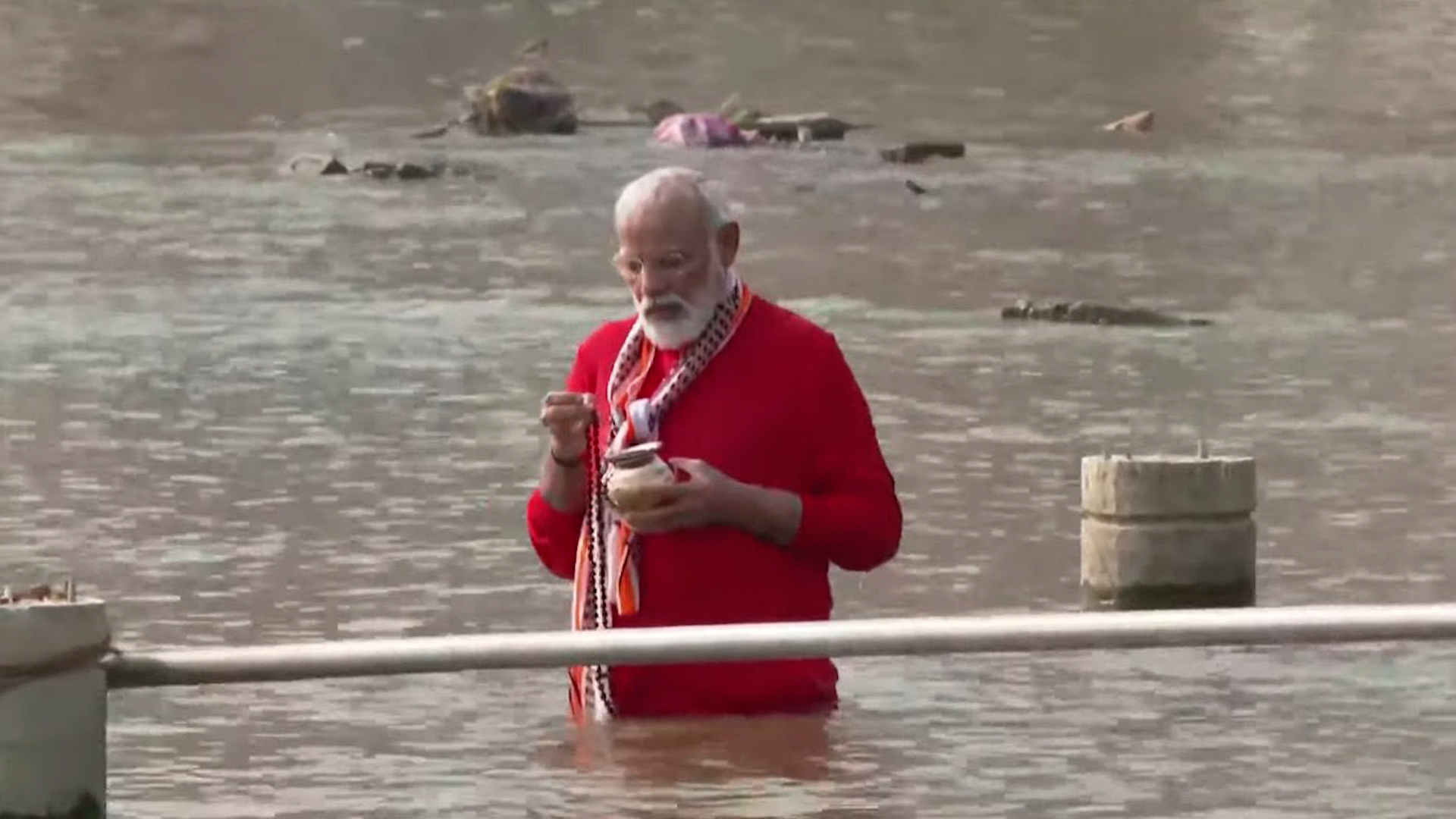 PM Narendra Modi takes a dip in Ganga