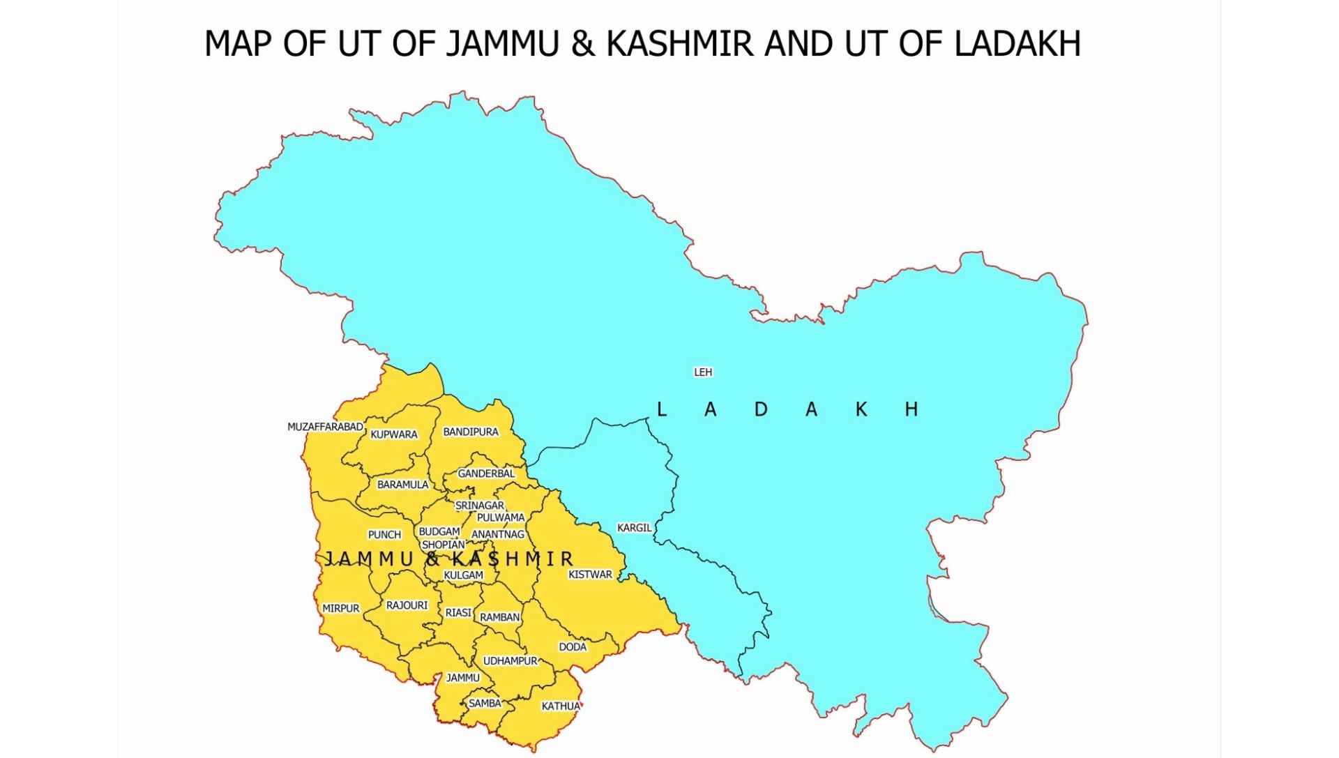 Map of UT of Jammu & Kashmir and UT of Ladakh
