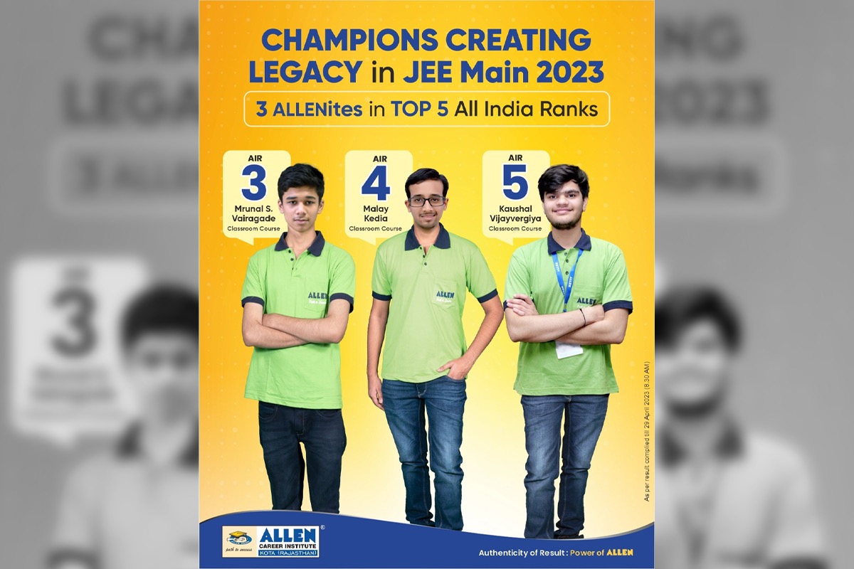 Mrunal Shrikant Vairagade, Malay Kedia, and Kaushal Vijayvargiya, the three toppers from ALLEN, have made their families, teachers, and the institute proud.