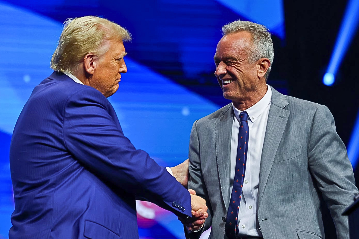 Donald Trump shaking hands with Robert F. Kennedy Jr. (Photo Illustration: Swastik Sharma)