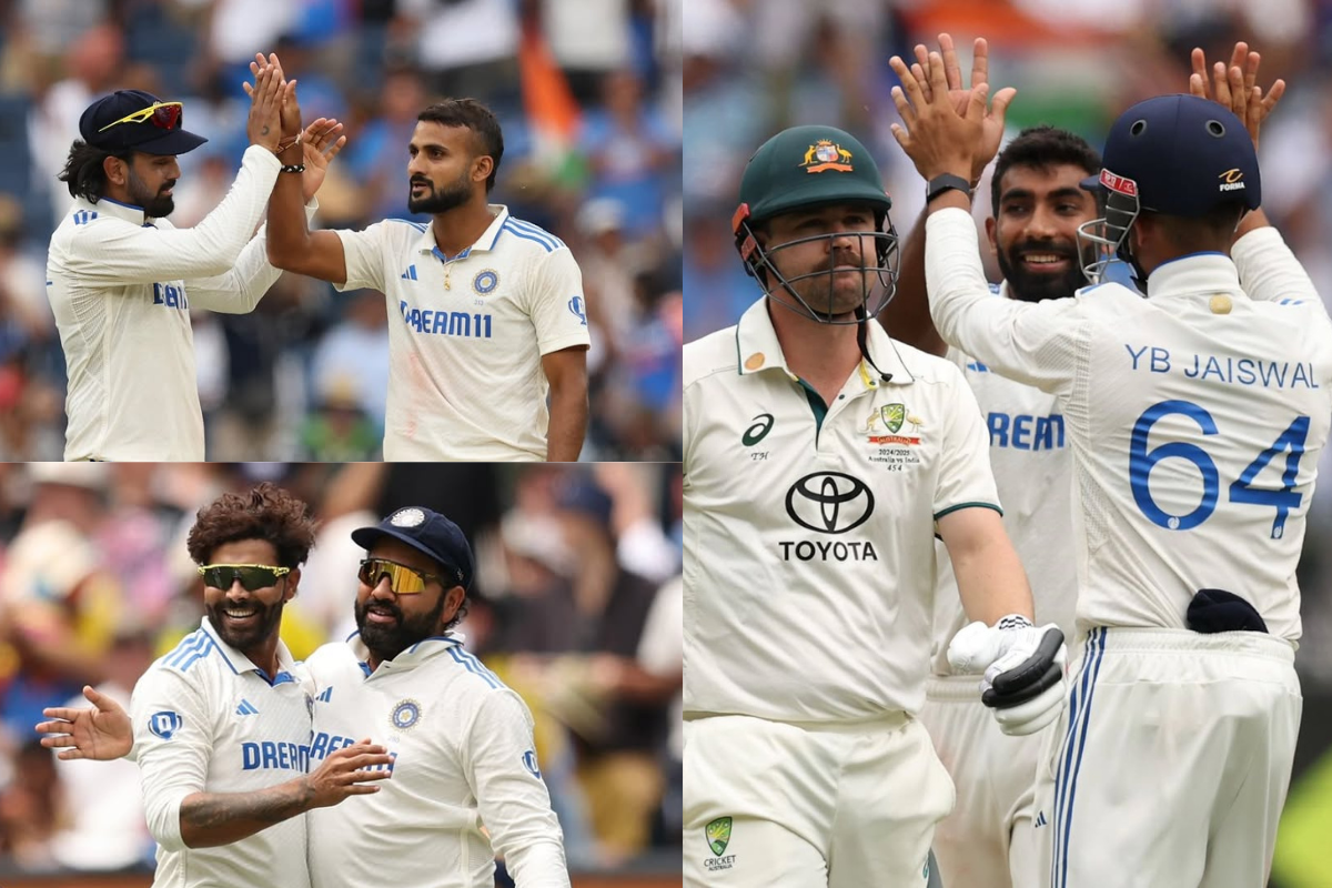 Indian Team celebrating after getting wickets in the boxing day test.