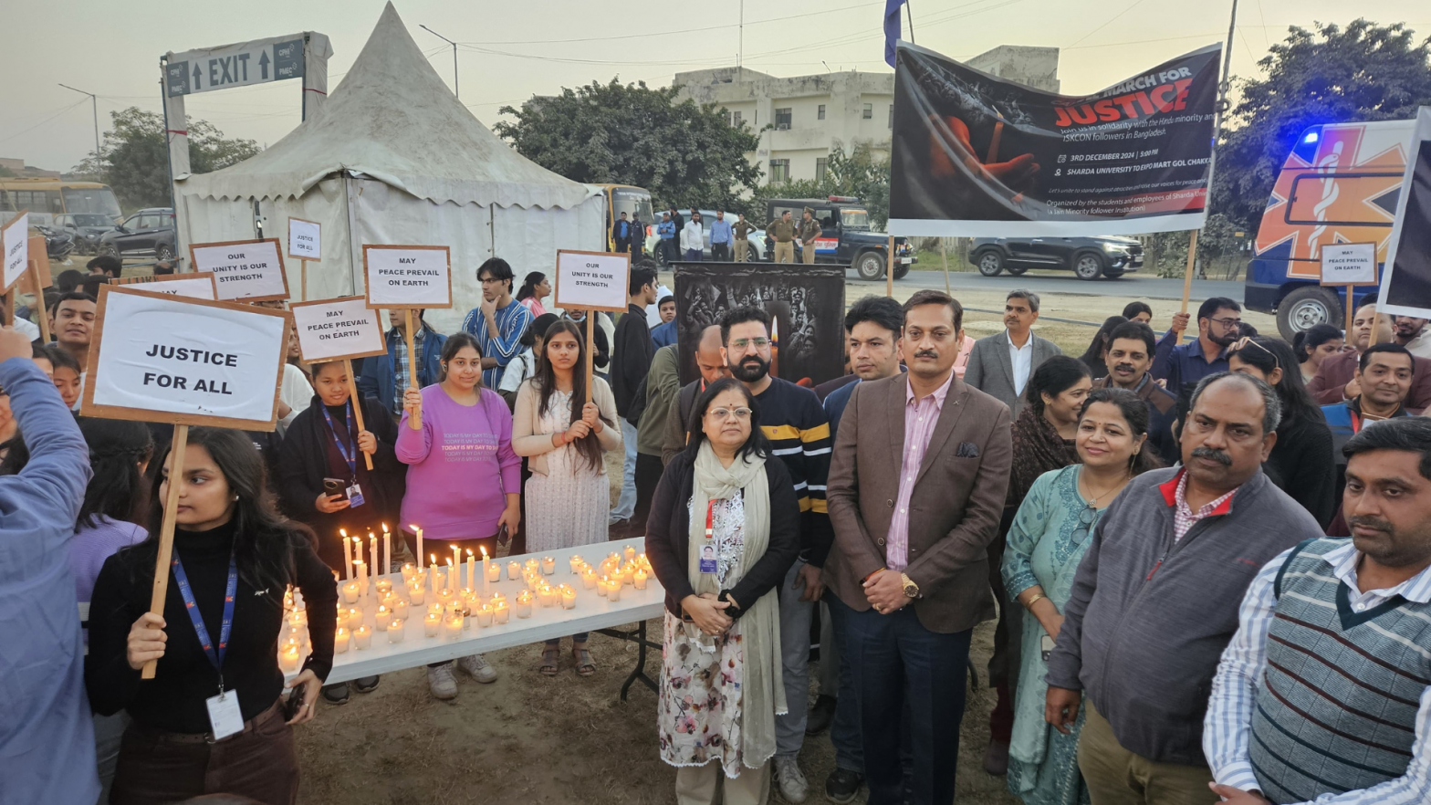 Sharda University organized a peaceful candle march on Dec 2