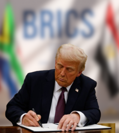 Trump threatens 100% tariff on BRICS over de-dollarization.