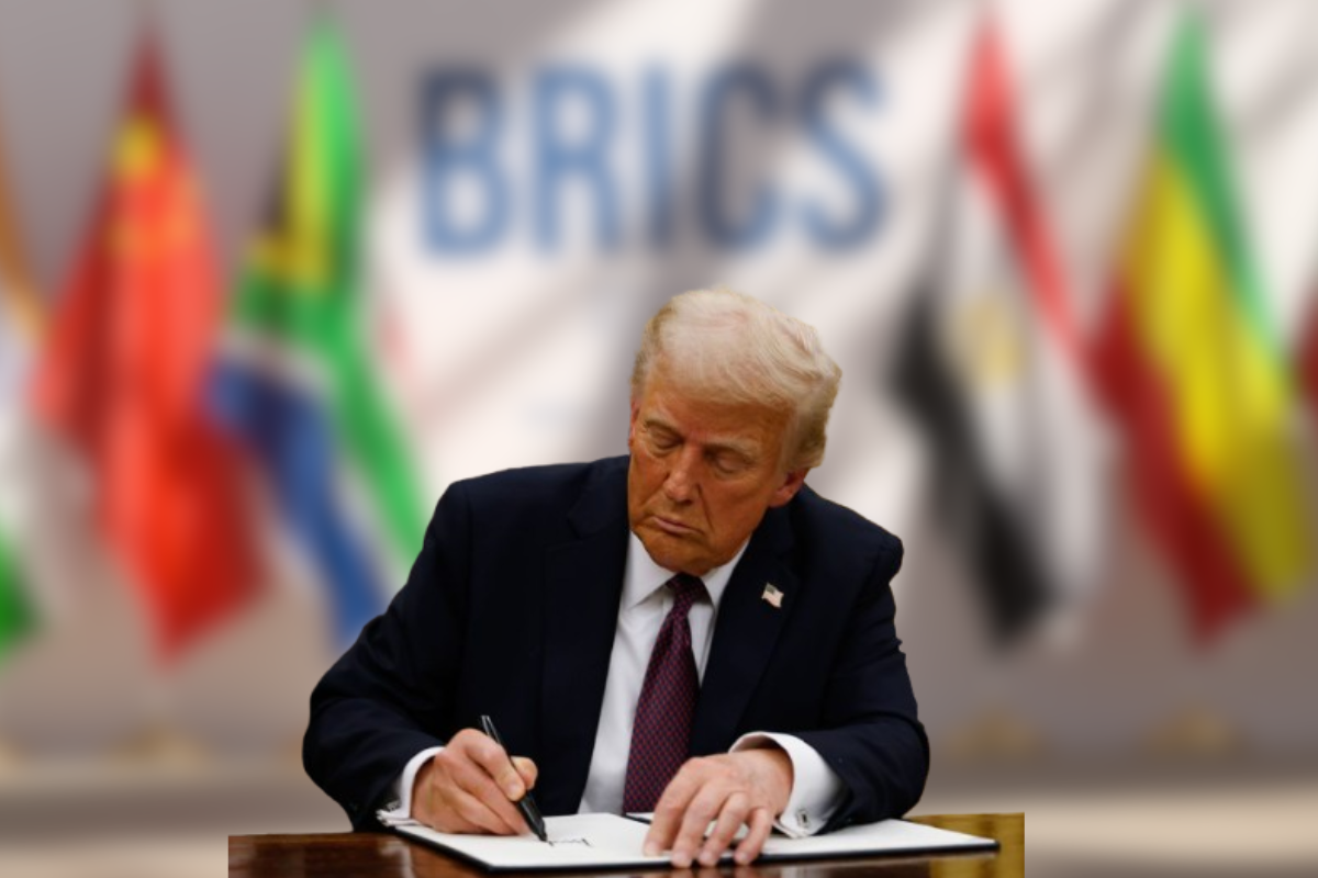 Trump threatens 100% tariff on BRICS over de-dollarization.