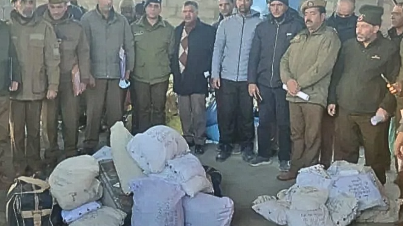 Srinagar Police destroys 121 kgs of seized narcotics.