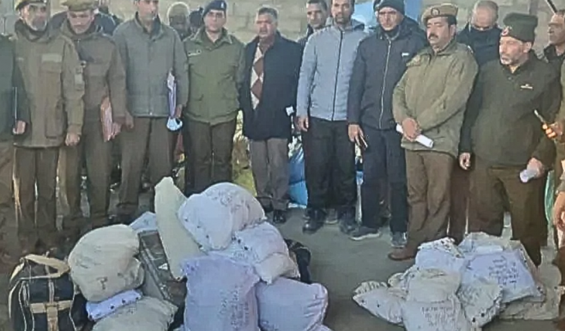 Srinagar Police destroys 121 kgs of seized narcotics.