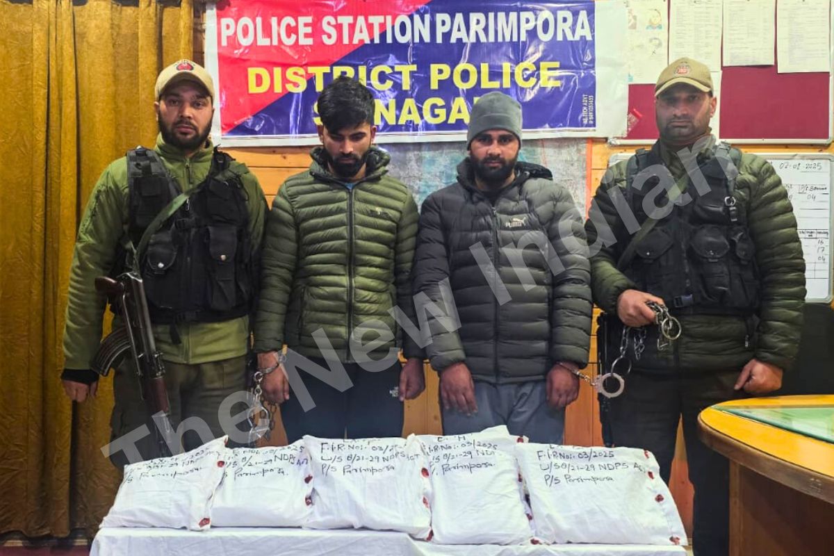 In a major breakthrough against drug smuggling, Srinagar Police intercepted a narcotics consignment, arresting two individuals and seizing 8 kilograms of heroin.